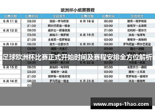 足球欧洲杯比赛正式开始时间及赛程安排全方位解析